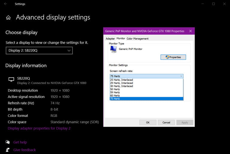 Windows 10 Change Refresh Rate